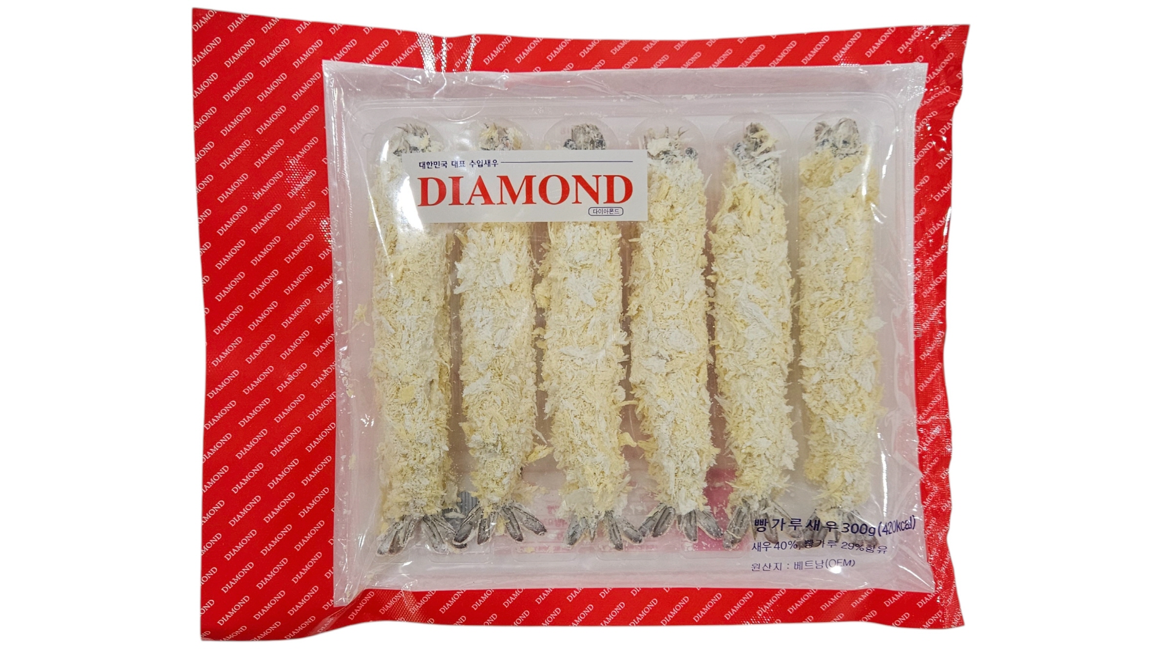 빵가루 새우(왕새우까스, 머리있음, 다이아몬드) 50g/마리