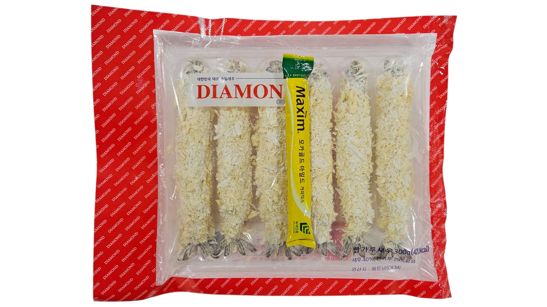 빵가루 새우(왕새우까스, 머리있음, 다이아몬드) 50g/마리